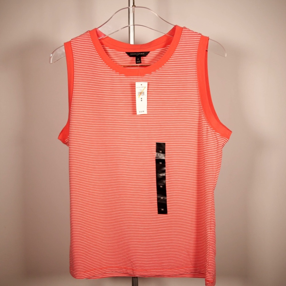 Banana Republic coral stripe tank top